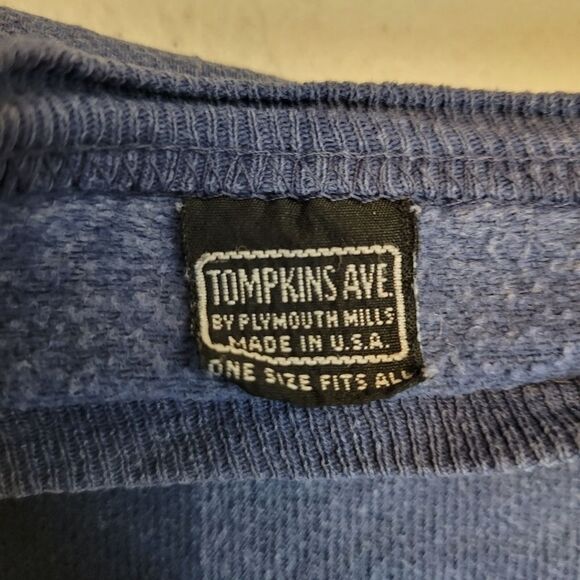 Tompkins Ave 90s Vintage USA Cropped Crewneck Blue One Size OSFA Oversized - Picture 8 of 12